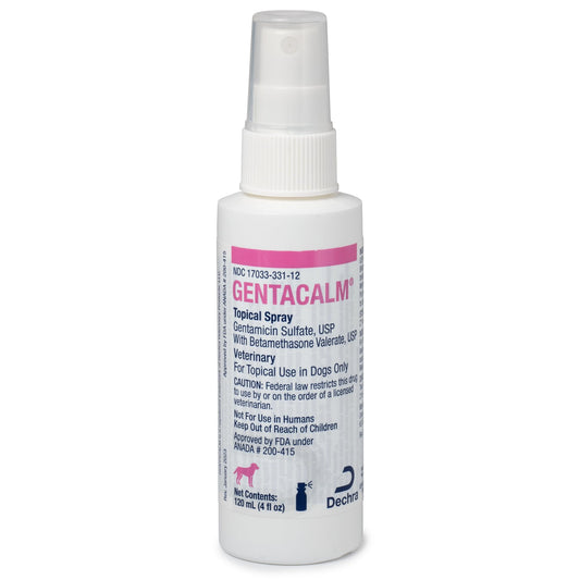 GENTACALM® Topical Spray (Gentamicin Sulfate, USP with Betamethasone Valerate, USP) 120 mL Spray Bottle for Dogs