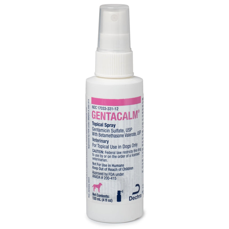 GENTACALM® Topical Spray (Gentamicin Sulfate, USP with Betamethasone Valerate, USP) 120 mL Spray Bottle for Dogs