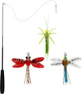TTcat Cat Feather Wand Toys,Retractable Wand Toy with 3 Simulation Insects Dragonfly Grasshopper Refills,Interactive Cat