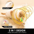 Cat Tunnel Cat Toy for Indoor Cats, 25.59 Inch Spiral Cat Tunnel with Cat Wand & Feather Mouse Toys, Collapsible Interac