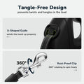 Pecute 32ft Retractable Dog Leash with Reflective Strips, 360° Tangle-Free, One-Button Control & Sturdiness Nylon Material, Long Leash Retractable with Poop Bag Holder for Medium Large Dog