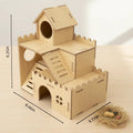 3-Tier Wooden Hamster Hideout, Syrian Hamster House with Ramps & Entrances, for Dwarf Hamsters, Gerbils (Not for Guinea 