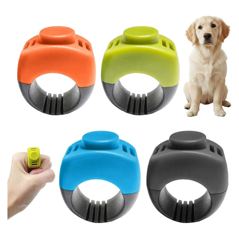 The Set of Easy Clicking Finger Ring Clicker Included Large and Small 2 Sizes,Suitable for Dogs Cats Horses traing Allowing Effective Versatile Training (4pcs Grey+Green+Orange+Blue)