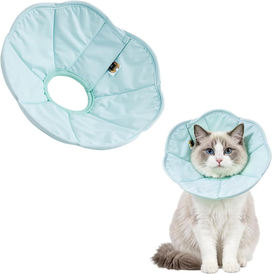 Touchdog Soft Cat Cone Collar, Waterproof Recovery Collar for Cats After Surgery, Lightweight Elizabethan Collar for Kittens, Small to Large (Blue, M)