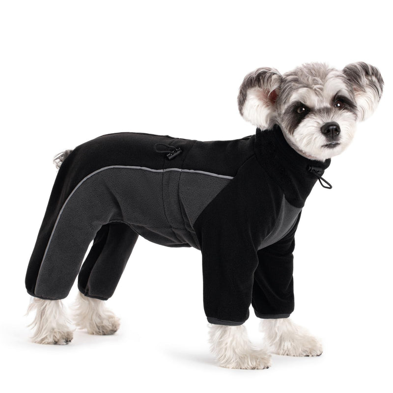 Fleece Dog Coat for Small Medium Dog,Pullover Pajamas Jumpsuit Bodysuit Puppy Coats with Legs, Pet Windproof Warm Cold Weather Jacket Full Body Vest Cozy Snowsuit Outfit Clothes (Black, M)