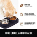 GORILLA GRIP Dog Bowl Set with Feeding Mat, 304 Stainless Steel 2 Cup