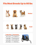 VEVOR Dog Bike Trailer, Supports up to 66 lbs, Pet Cart Bicycle Carrier for Small & Medium Dogs, Easy Folding Frame with Quick Release Wheel, Universal Bicycle Coupler, Reflector, Flag, Internal Leash