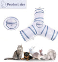 Alicedreamsky Cat Tunnel, Collapsible Tube with 1 Play Ball Toys, 3 Ways Tunnels for Indoor Cats, Puppy, Kitty, Kitten, Rabbit (White and Gray)