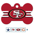GoTags Personalized San Francisco 49ers Dog Tag, Brass Metal Bone Shape Pet ID Tag Engraved with Name and Custom Text, Every NFL Football Team Pet Apparel (Large)