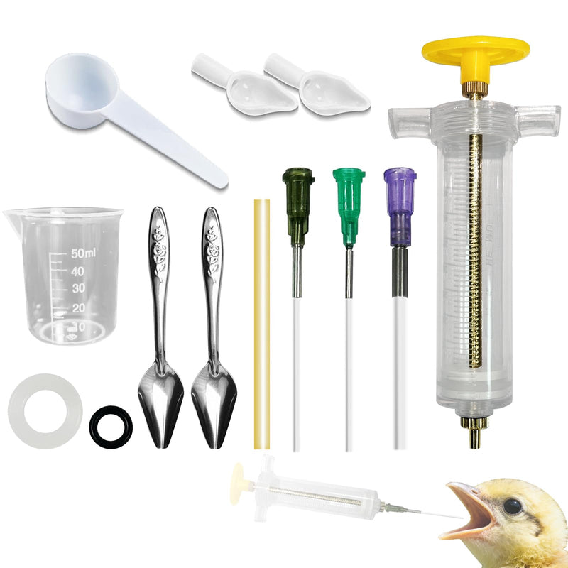 Baby Bird Feeding Syringe Set, Small Pet Parrot Feeder Hand Feeding Tubes Kit, Parrot Feeder Tubes Measuring Tools, for Baby Birds Small Pet