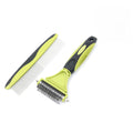 Pon Ywo Nree 2-in-1 Pet Grooming Brush & Undercoat Rake, Double Sided Dematting Comb for Dogs Cats, Shedding & Slicker Grooming Tool (Green)