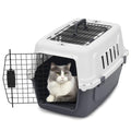 MIRAMINGLE 22 Inch Hard-Sided Plastic Dog Carrier 2 Door Travel Crate for Small Dogs Cats up to 22 lbs, Durable Handle, Security Lock Design, Gray