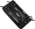 Purple Dragon Professional 7.0 inch 4PCS Pet Grooming Scissors Kit Japan Premium Steel Straight, Curved & Thinning Blade Dog Hair Cutting Shears Set with Case