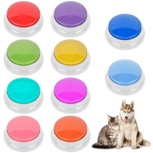 10 Color Voice Recording Buttons for Dogs Dog Training Communication Buttons with 30 Sec Record and Playback,Pet Training Buzzer for Puppy Cats, Funny Gift for Study Office Home Pet Lovers (10 Pack)