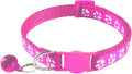 zulinlong 2 Pack Breakaway Cat Collars with Bells, Reflective Design and Claw Print Design, Safety Buckle, Adjustable 7.5-12.5 Inches for Kittens & Cats (Rose)