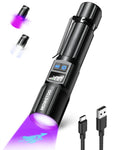 Black Light Flashlight, UV Light USB C Rechargeable with LCD Display, Zoomable Woods Lamp 2N1, 395NM Blacklight for Pet Urine Detection, Resin Curing, Rocks, Travel, Minerals, Scorpion, Glass, Leak