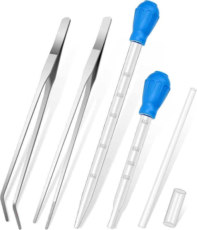 5In1 Aquarium Coral Feeder Kit, Droppers, Straight/Curved Tweezers