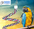 94.4inch Length Colorful Cotton Bendable Rope Perch Swing Bird Chew Toys Amazon Parrots Cage Toys with Bell Swing Climbing Standing Bungee Bird Toys for Regular to Big Size Birds