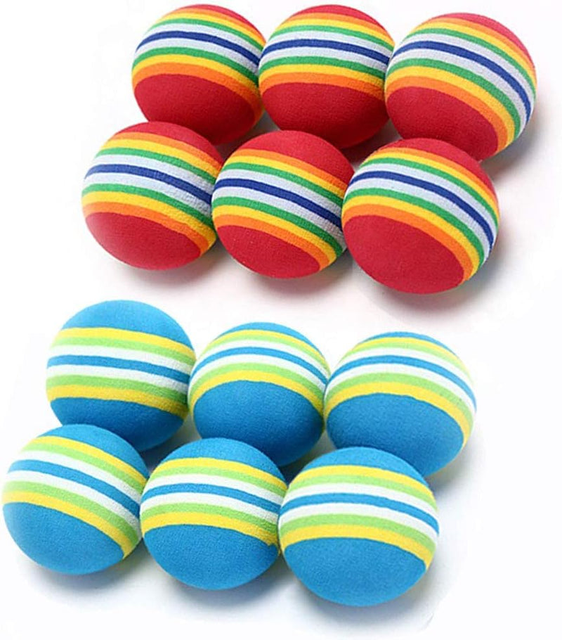 VOVIGGOL 12 Pack 2 Color Rainbow Cat Toy Balls Soft EVA Foam Interactive Indoor Kittens Favorite Toys 1.38
