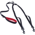 VIVAGLORY 2 Dog Leash Twinlead Two Dog Leash with Soft Padded Double Handle & Traffic Handle for Training Walking, Heavy Duty Anti Pull Bungee Flective & Tangle Freere, 4.8-5.5ft, Black
