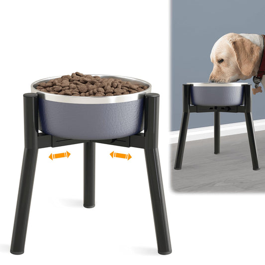 SHAINFUN Adjustable Dog Bowl Stand, Tall Elevated Feeder for 7-10.6" Bowls, Metal Single Raised Holder, 11" Tall (Bowl Not Included)