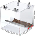 No Mess Bird Feeder for Cage, Automatic Acrylic No Mess Bird Feeder Cage for Parrots Canary Parakeet Budgerigar Crested Myna Cockatiel Lovebird (Large)