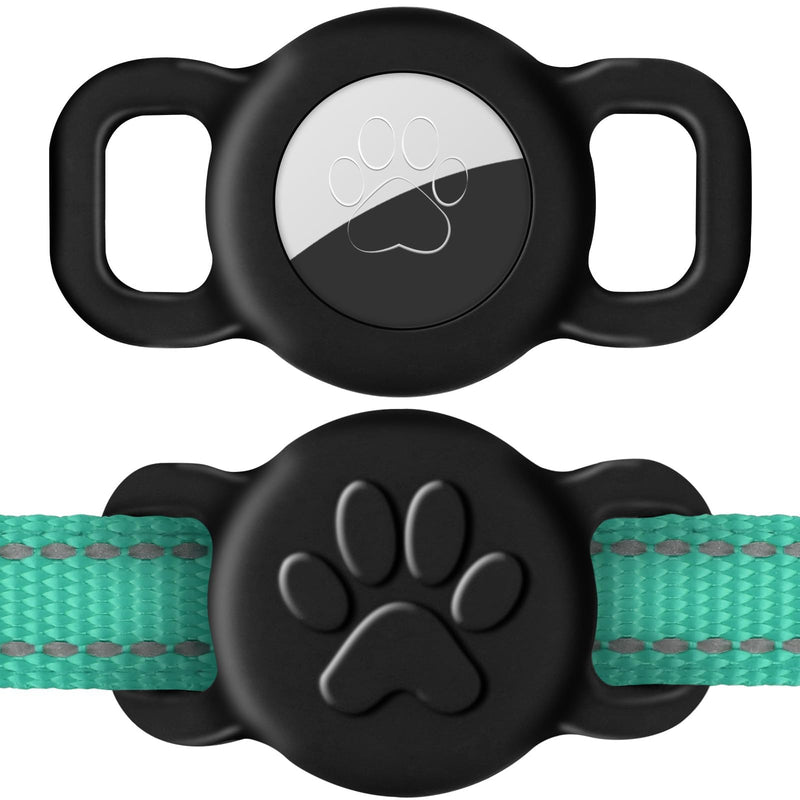 Dynmeow Dog Cat Collar Holder Compatible with Airtag, Anti-Lost Silcione Holder for 3/8 and 5/8 Inch Wide Collars, Black, S(1 Pack)