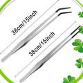 2Pcs Reptile Feeding Tong with Rubber Tip Aquarium Tweezers Stainless Steel Straight Curved Feeding Tong Long Handle Ter