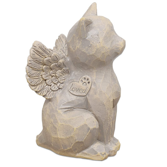 Tsyulog Cat Angel Memorial Figurine, Gray, Resin Sculpture for Cat Lovers, Pet Loss Gift, Hand-Painted