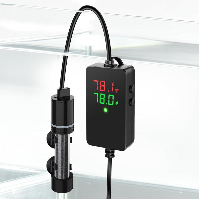 hygger ECO Precise 50W Aquarium Heater Submersible, for 5-10 Gallon Fish Tank, ±0.5℃ Dual Probe Controller, Overheat & D