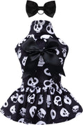 CuteBone Turtleneck Dog Velvet Dress Halloween Puppy Skirt Costume Pet Clothes Cat Apparel with Bow Hair Rope for Small 