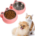 Skrtuan Stainless Steel Pet Bowls, Double Food & Water Bowls for Dogs, Cats & Rabbit, Non-Slip Pet Feeder with Cute Modeling, BPA Free, Dishwasher Safe