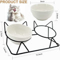 Elevated Tilted Cat Bowls for Indoor Cats，Raised Ceramic Cat Bowl Elevated 15°,Pet Feeding Bowls for Food and Water Anti Vomiting Bowl(Double Ceramics and Tilt Shelf) Suitable
