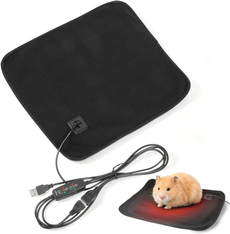 BESPORTBLE USB Heating Pad for Small Animals, Soft Heated Pet Mat with Temperature Controller, Warming Mat for Hamster S