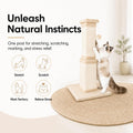 AGYM Cat Scratching Post for Large Cats, Cat Scratcher for Indoor Cats Adults, Sturdy Sisal Scratch Post to Protect Furniture, 32 Inch, Beige