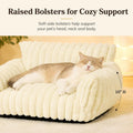 Pesonlook Cream White Plush Pet Sofa Bed for Cats and Small Dogs, 30 x 20 x 10 in Luxury Ribbed Cat Couch with Raised Ba