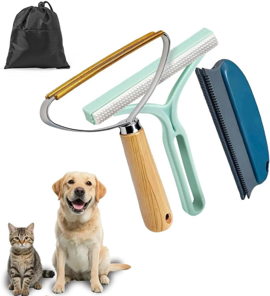 Qbily Pet Hair Remover 2nd Gen (3 Pack) - Reusable Lint Removal Tool for Couch, Carpets, Cat Trees, Car Mats, Furniture, Clothes, Pet Houses, Dog & Cat Hair Scr