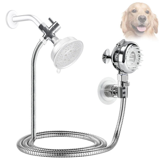 Sneatup Pet Shower Set with 8.2ft Hose & Flow Control Valve for Bathroom Shower Arm