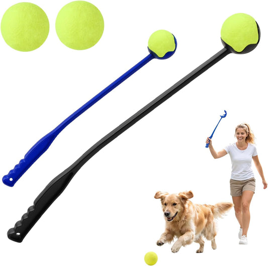 2 Dog Ball Launcher with 4 Balls, Portable Thrower for Indoor and Outdoor
