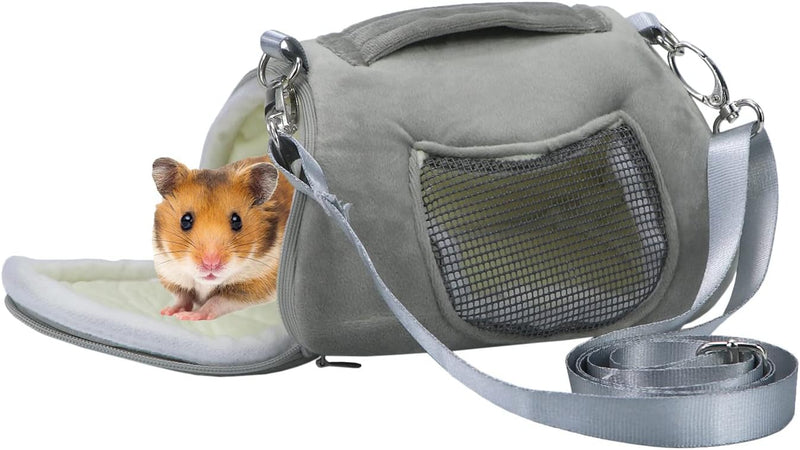 Litewoo Hamster Travel Carrier Portable Bag with Adjustable Strap, Grey, L