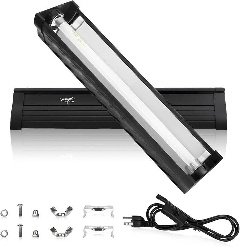 UVB Light for Reptiles Bearded Dragon, T5 UVB Reptile Light Fixture HO UVB Bulb Lighting Combo Kit 10.0 8W UVA UVB Repti