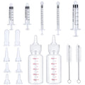 Sadnyy 17 Pcs Kitten Bottle Feeding Kit Puppy Bottles for Nursing Puppy Milk, Liquid Syringes in 1, 5 and 10 ml, Replacement Silicone Nipples, Cleaning Brushes for Newborn Pet Dog Rabbit Goat
