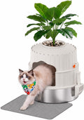 Hidden cat Litter Box Featuring a Stainless Steel Tray, Faux Greenery, an Activated Carbon Packet, and a Scoop; Plant-St