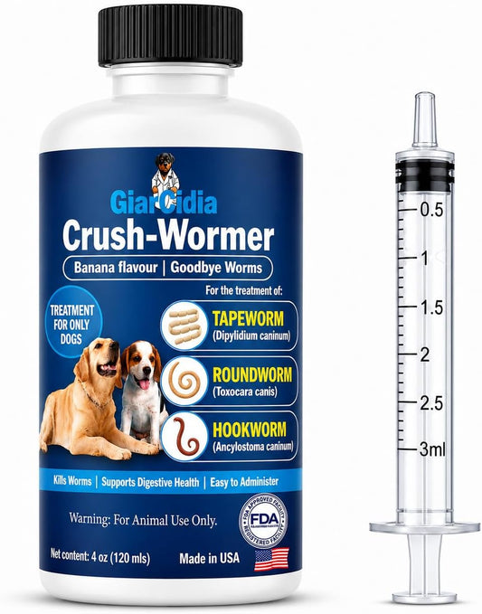 Broad Spectrum Dog Dewormer Treatment 120ml - Dewormer for Dogs and Puppies - Hookworms, Roundworms and whipworms - Boost the immnue System & Strengthens the Digestion - Chicken Flavour - Made in USA