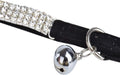 CHUKCHI Soft Velvet Safe Cat Adjustable Collar Bling Diamante with Bells,11 inch for Small Dogs and Cats (Black)