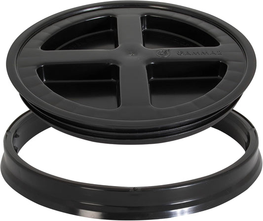 GAMMA2 Gamma Seal Lid - Pet Food Storage Container Lids - Fits 3.5, 5, 6, & 7 Gallon Buckets, Black, Made in USA