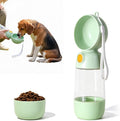 Portable Dog Water Bottle with Food Container 2 in 1(13.5oz Green)