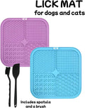 Dog Lick Mat Set, 2 Lick Mats for Dogs with Spatula & Brush, Slow Feeder