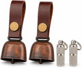 kcrygogo Dog Collar Bell with Leather Snap Strap, 2 Pack Loud Pet Collar Bells for Dogs, Jingle Bell to Help Locate Your Dog, Includes 2 ID Capsule Tags, Vintage Copper Bell Collar Accessory