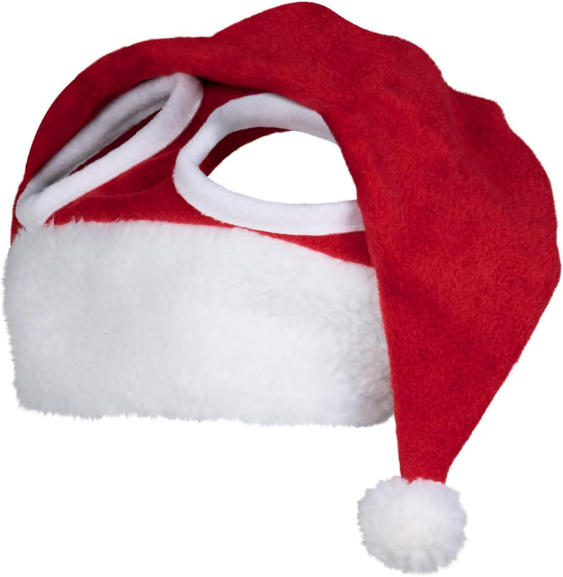Horze Christmas Santa Hat | Slip-On Horse Cap with Fleece Trim - Red - One Size